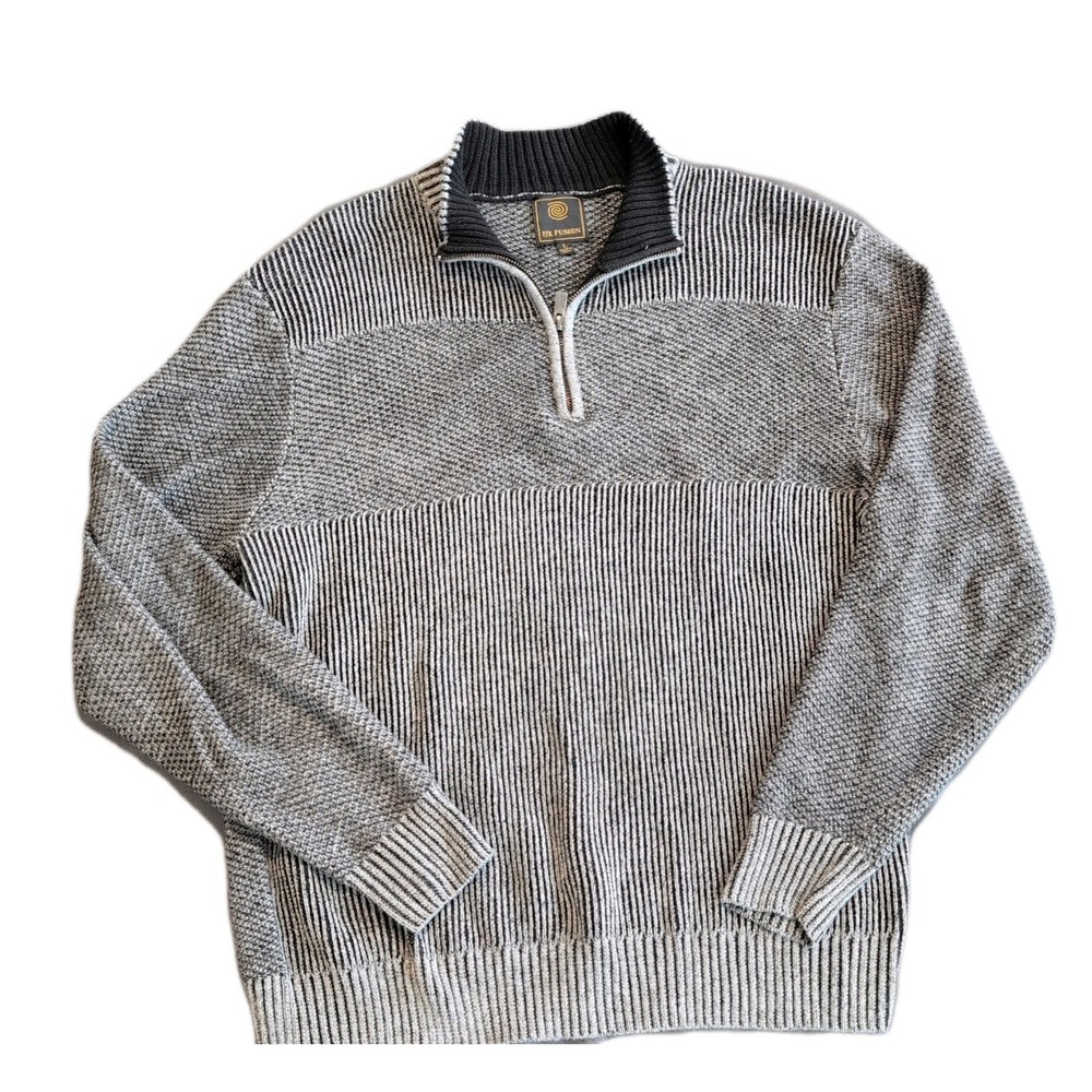 F/X Fusion Sweater Men's Large 1/4 Zip Neck with Long Sleeves Dark Gray